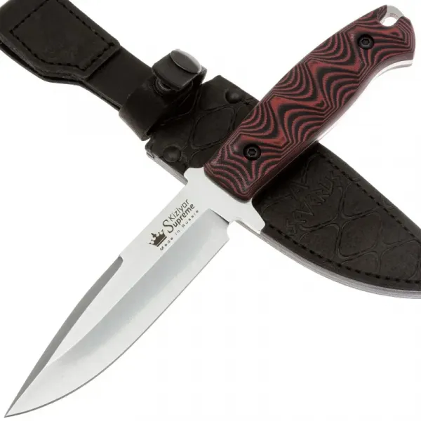Тактический нож Kizlyar Supreme Severus сталь VG-10 Cryo Stonewash, рукоять Black/Red G10