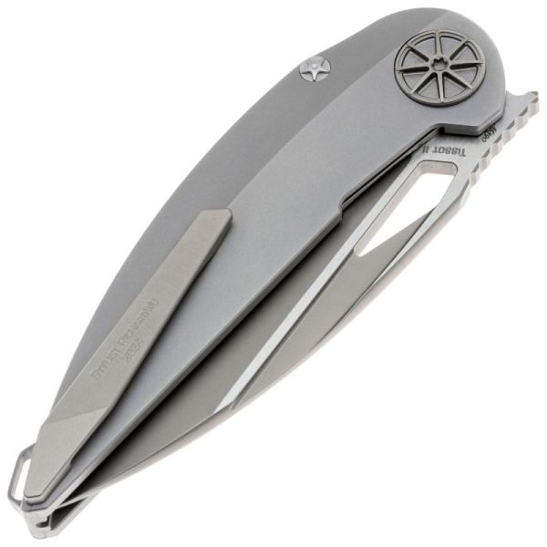 Складной нож Rike Knife Tissot 2 сталь M390, рукоять Grey Titanium