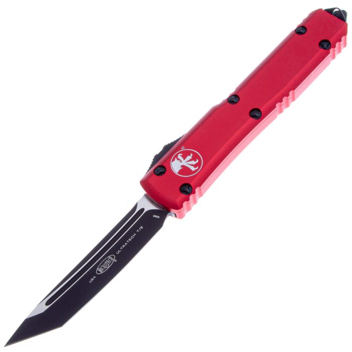 Автоматический нож Microtech Ultratech T/E DLC/Satin сталь M390, рукоять Red Aluminium