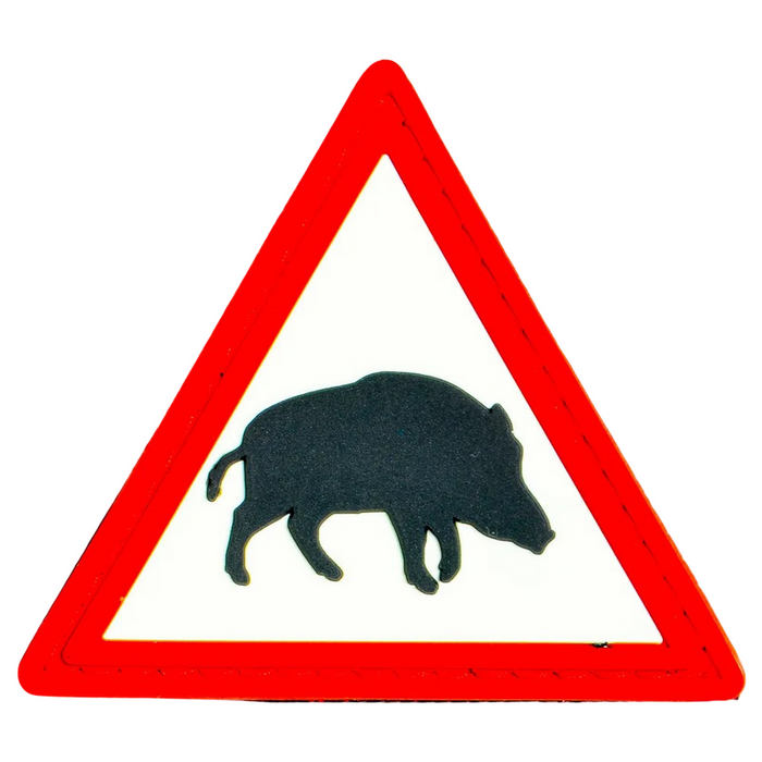 Нашивка, патч "Дорожный знак осторожно кабан"