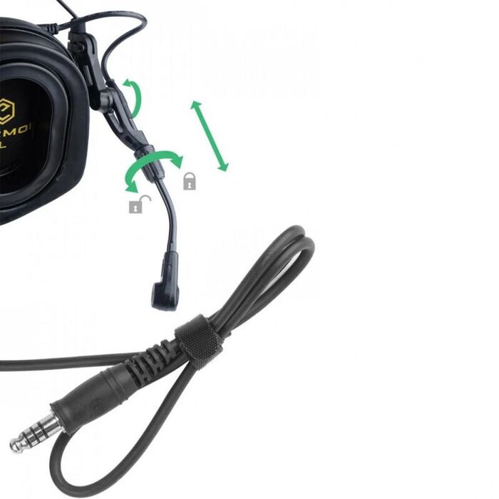 Активная гарнитура для стрельбы EARMOR M32 Plus Green с микрофоном для рации