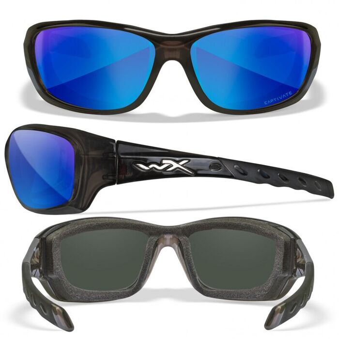 Защитные очки с поляризацией Wiley X Gravity Black Crystal (CAPTIVATE Polarized Blue Mirror)