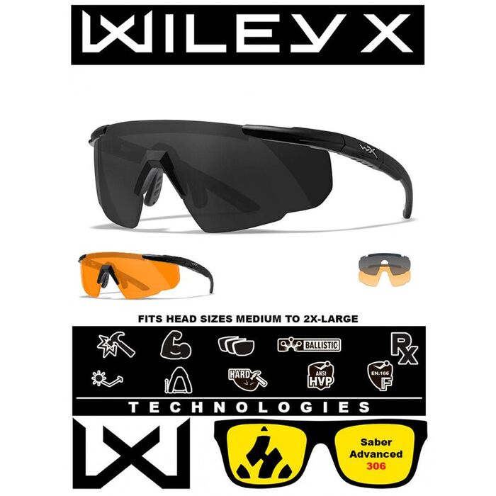 Тактические очки для стрельбы с баллистической защитой WILEYX Saber Advanced Matte Black (Grey-Rust)