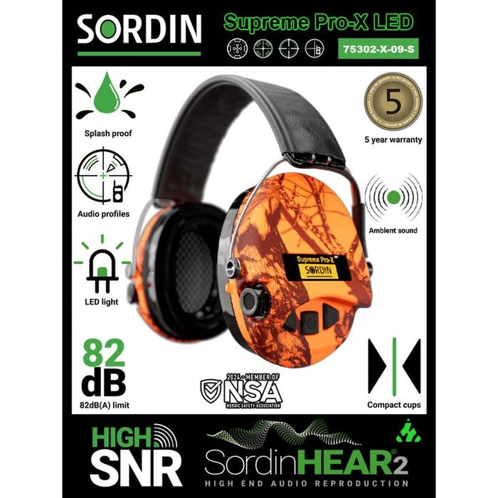 Камуфляжные активные наушники Sordin Supreme Pro-X Led Blaze