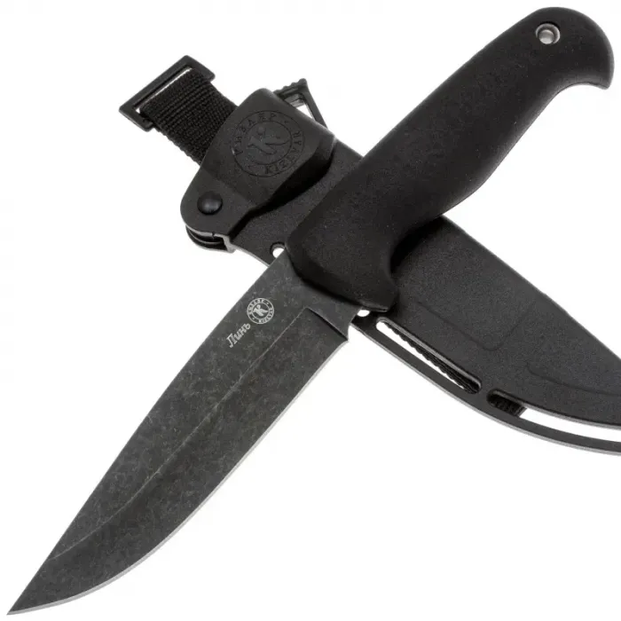 Туристический нож Кизляр Линь черный сталь AUS-8, рукоять эластрон