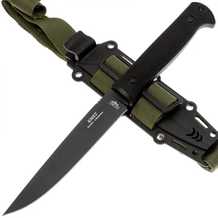 Туристический нож НОКС Кмет Blackwash сталь AUS-8, рукоять черная резина