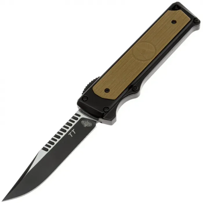 Автоматический нож Витязь ТТ сталь 8Cr13MoV рукоять Black Aluminium/Beige G10