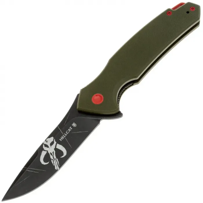 Складной нож Mr.Blade Hellcat Mini Boba Fett blackwash сталь VG-10, рукоять Olive G10