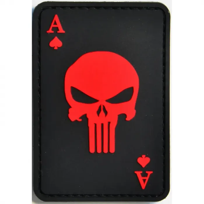 Нашивка, патч "Туз череп" ПВХ тактическая с липучкой.