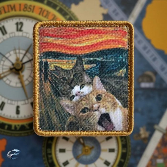 Нашивка, патч "Котокрик" бежевая тактическая с липучкой.