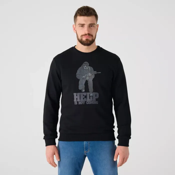 Свитшот с круглым вырезом с принтом «Помощи не будет» (Crewneck (Help is not coming))