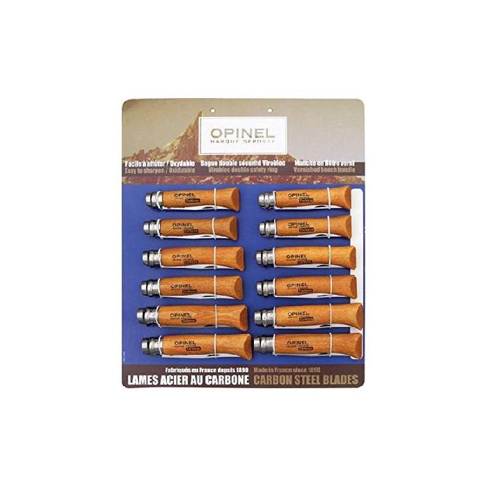 Набор-дисплей Opinel T085 из 12 ножей разных размеров из углеродистой стали, 182085