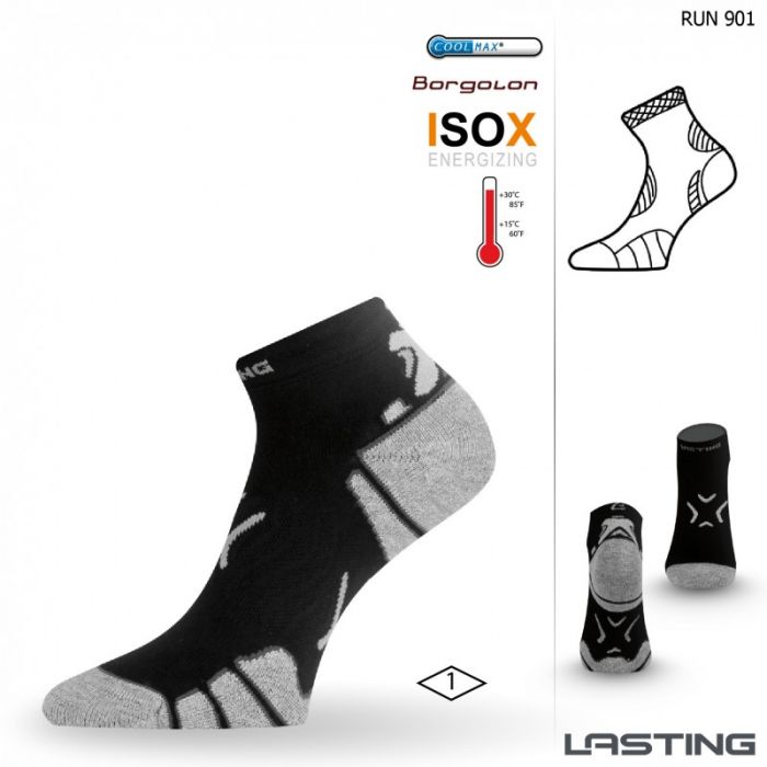 Носки Lasting RUN 901 microfiber+polypropylene черный с серой полоской, размер L (42-45)