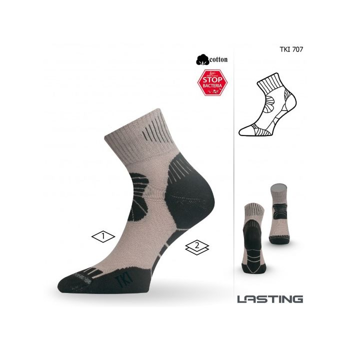 Носки Lasting TKI 707 cotton+polypropylene бежевый/черный, размер M (38-41)
