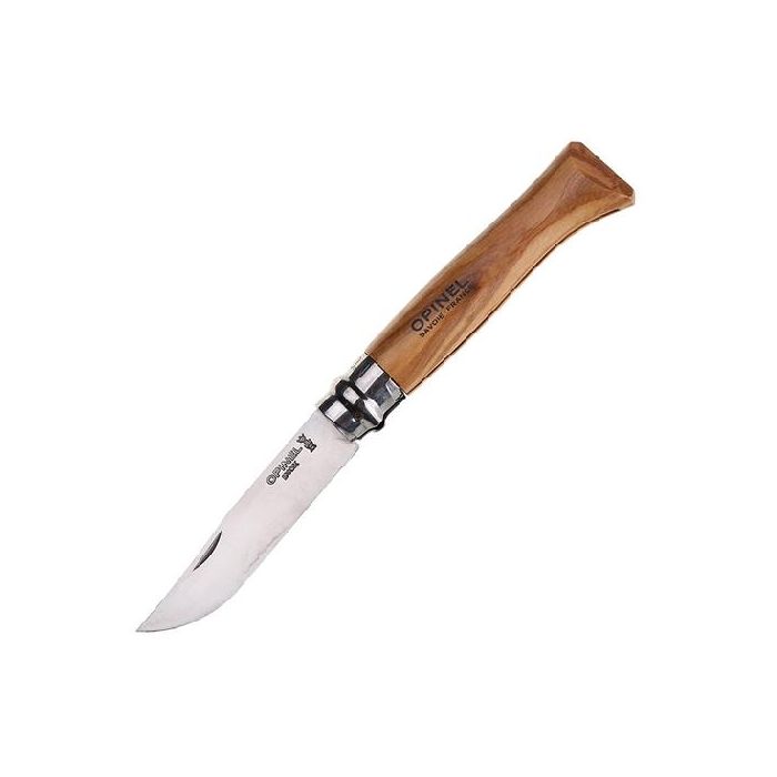 Нож Opinel №8, нержавеющая сталь, рукоять оливковое дерево, деревянный футляр, чехол, 001004