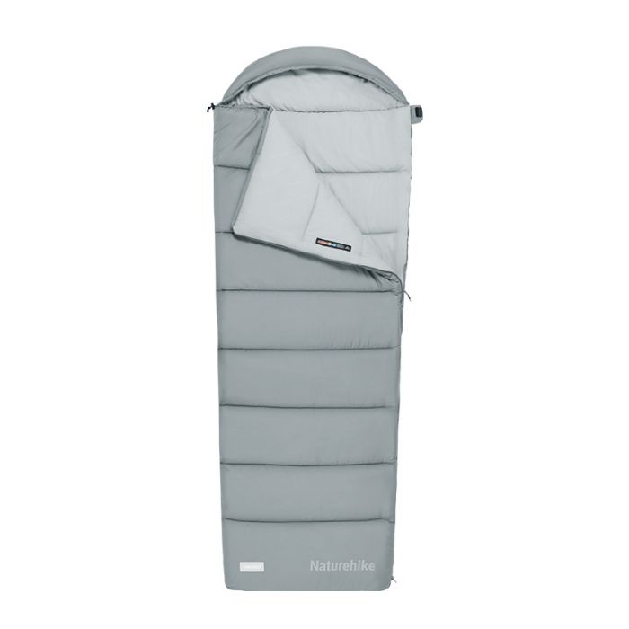Спальный мешок Naturehike CNK2350WS023 MS500 с капюшоном, серый, молния слева