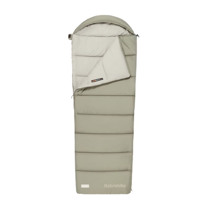 Спальный мешок Naturehike CNK2350WS023 MS500 с капюшоном, зеленый, молния справа