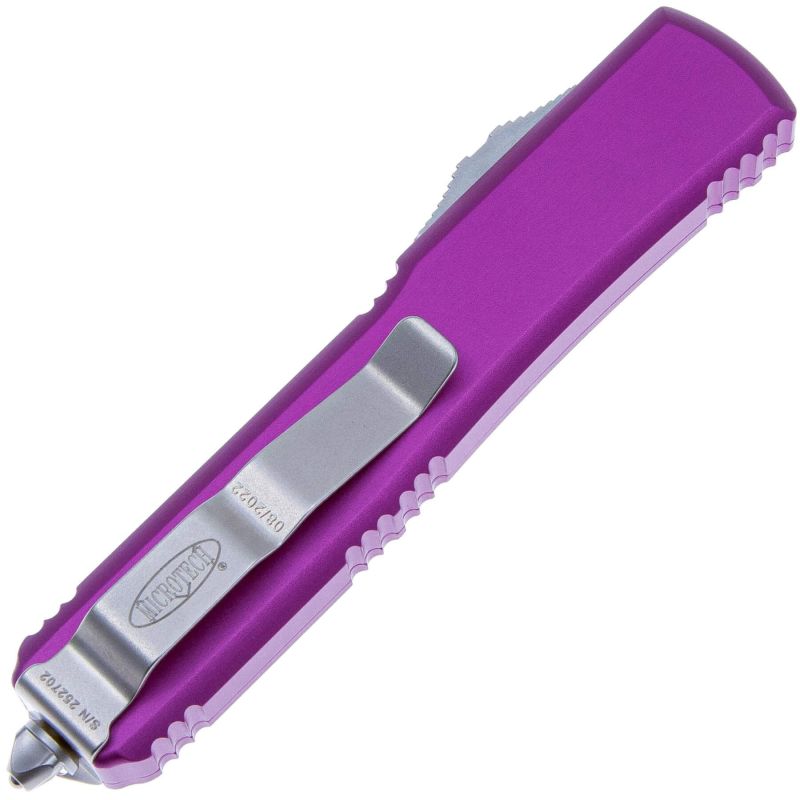 Автоматический нож Microtech Ultratech T/E Stonewash сталь M390, рукоять Violet Aluminium