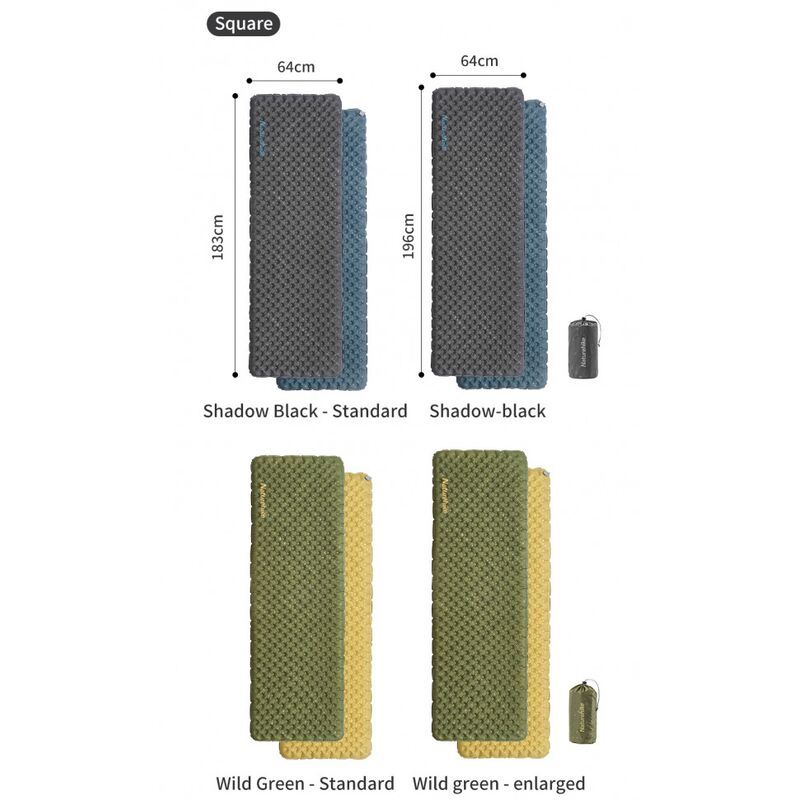 Коврик надувной NATUREHIKE TuYe 3.5 Rectangular Green