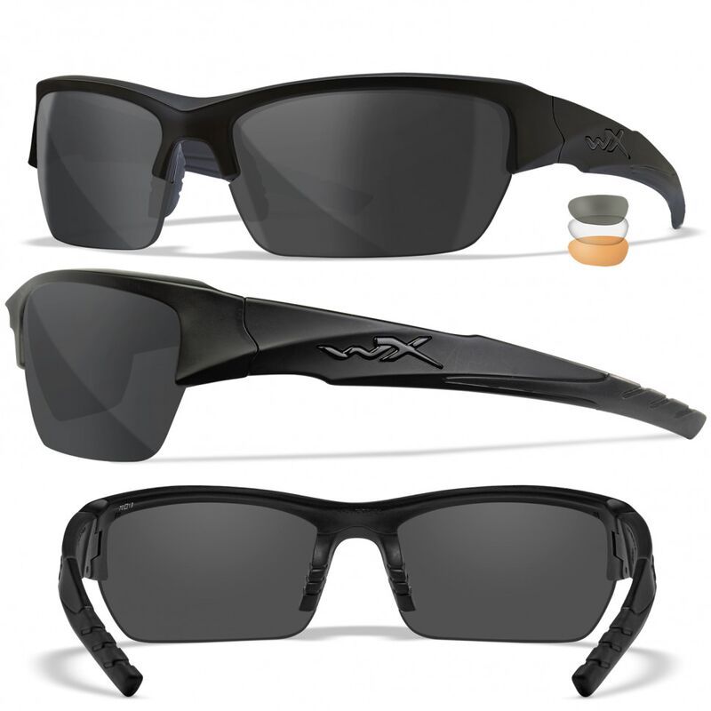 Баллистические очки для тактической стрельбы Wiley X Valor Matte Black (Clear-Grey-Rust)