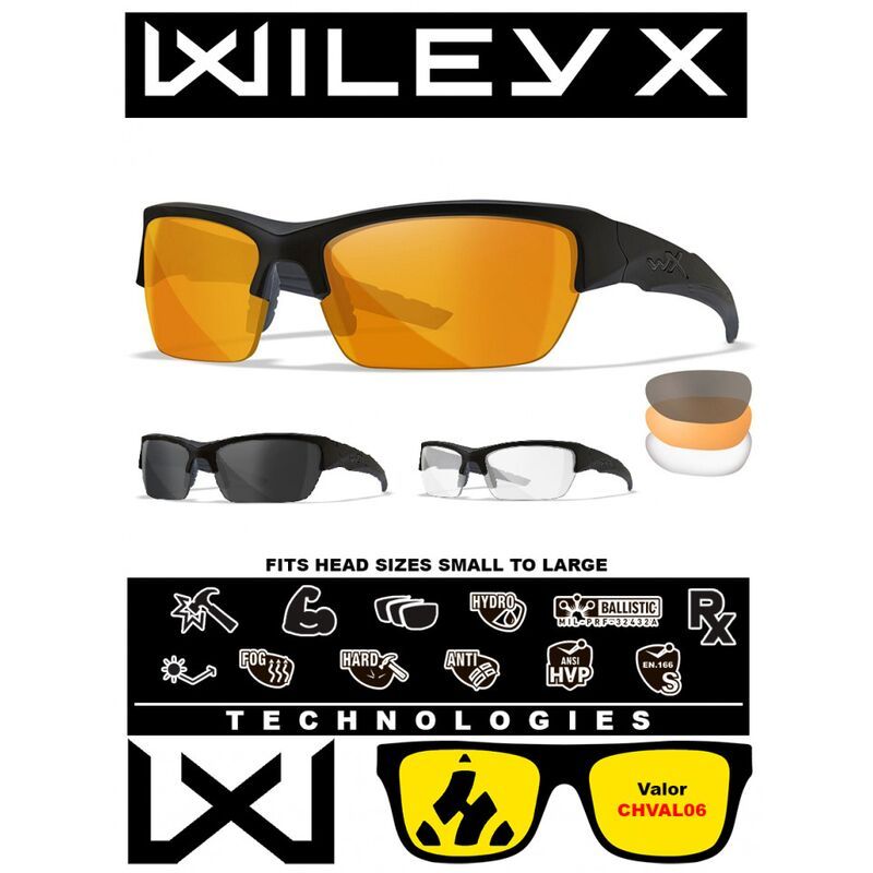 Баллистические очки для тактической стрельбы Wiley X Valor Matte Black (Clear-Grey-Rust)