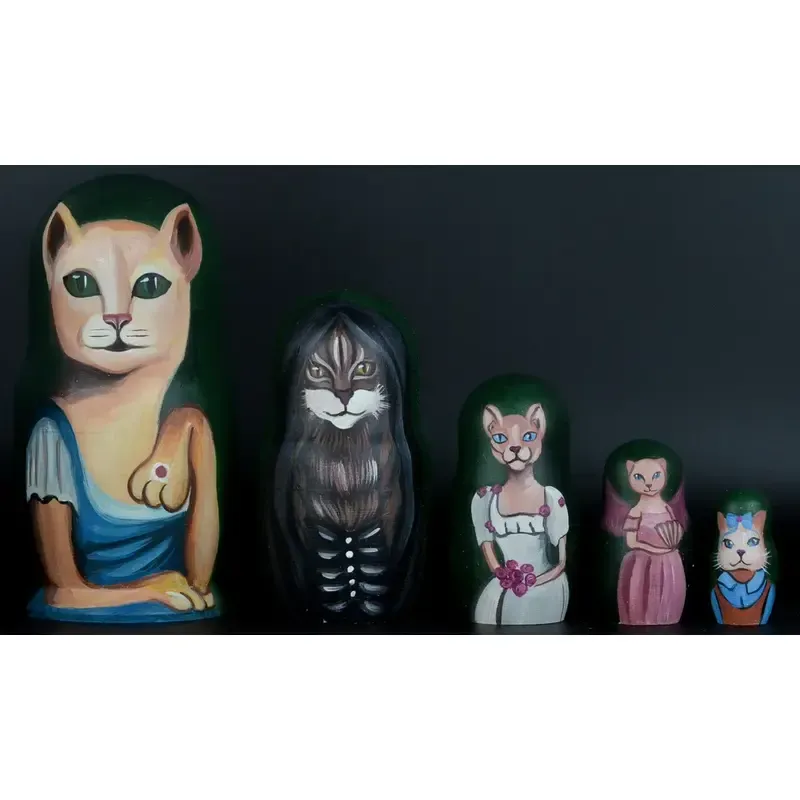 Русская авторская матрешка кошки 