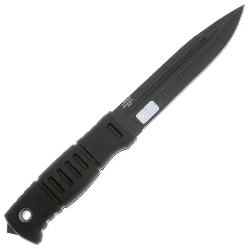 Туристический нож Кизляр Витязь сталь AUS-8 черный, рукоять эластрон, ножны из abs-пластика
