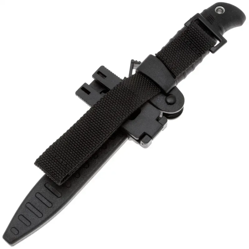 Туристический нож Кизляр Таран сталь AUS-8 черный, рукоять эластрон Черный/ножны АБС