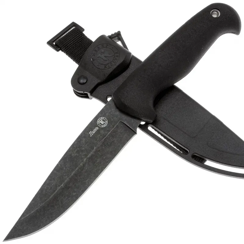 Туристический нож Кизляр Линь черный сталь AUS-8, рукоять эластрон