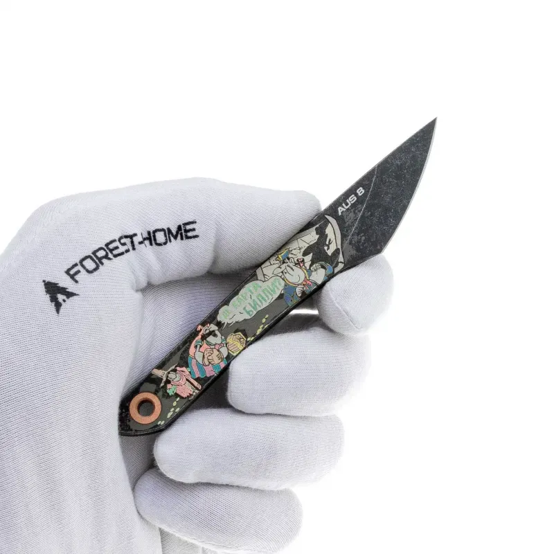 Нож N.C. Custom киридаши Остров Сокровищ blackwash сталь AUS-8