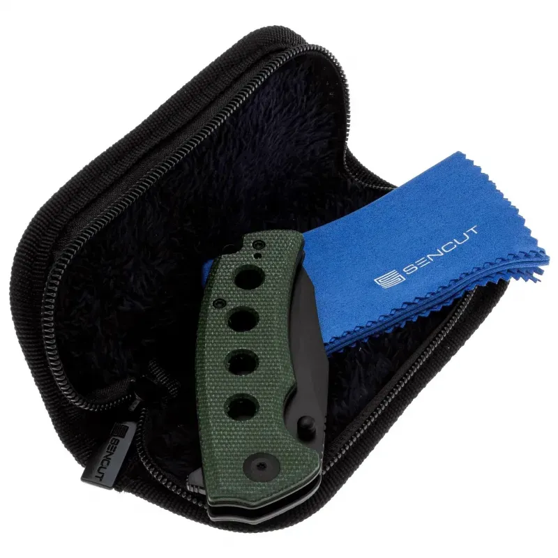 Складной нож Sencut Excalis black сталь 9Cr18MoV, рукоять Green Canvas Micarta
