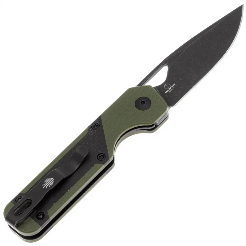 Складной нож Kizer Mini Militaw black сталь Nitro-V, рукоять Green G10/Black Micarta