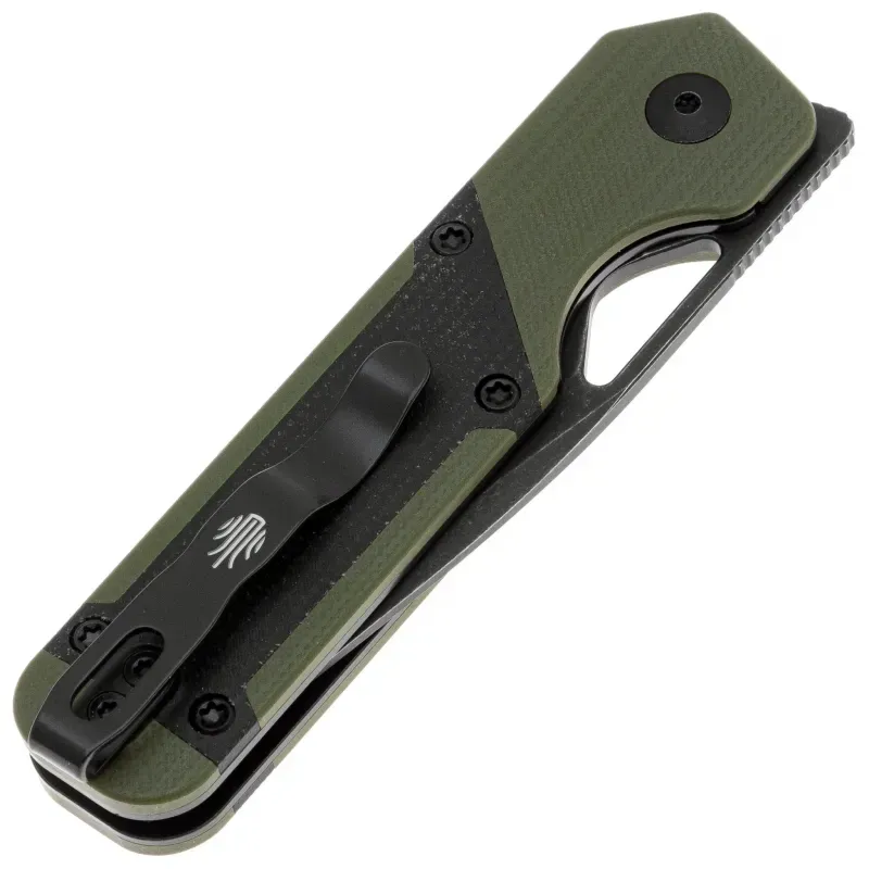 Складной нож Kizer Mini Militaw black сталь Nitro-V, рукоять Green G10/Black Micarta