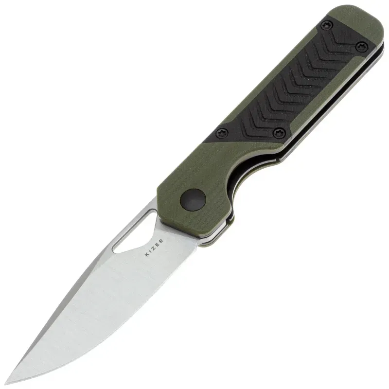 Складной нож Kizer Mini Militaw сталь Nitro-V, рукоять Green G10/Black Geometric Pattern G10