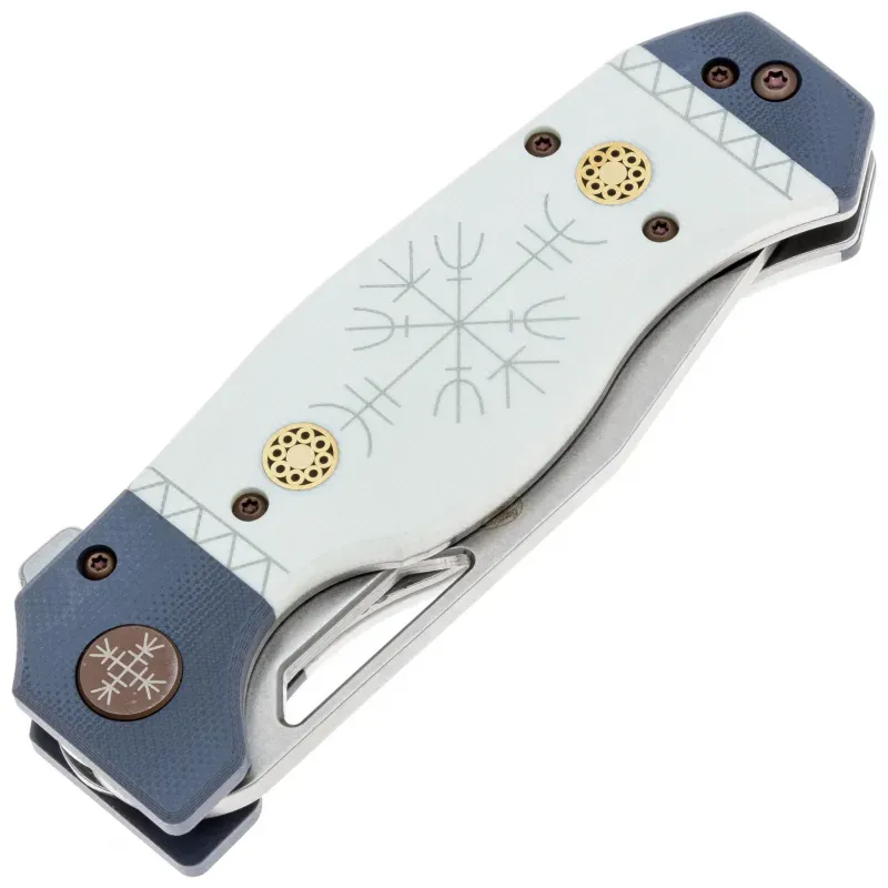 Складной нож Reptilian Север-01 сталь VG-10, рукоять White/Blue G10