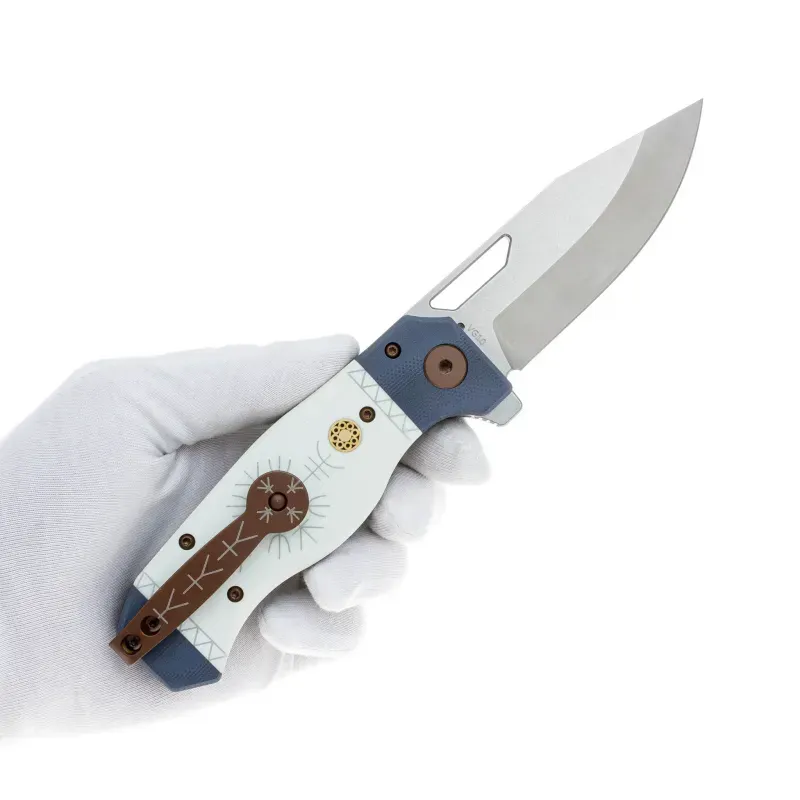 Складной нож Reptilian Север-01 сталь VG-10, рукоять White/Blue G10