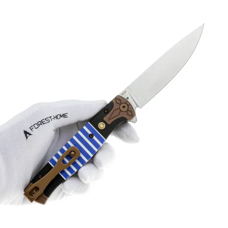 Складной нож Steelclaw Хорс-03 сталь VG-10, рукоять White/Blue G10