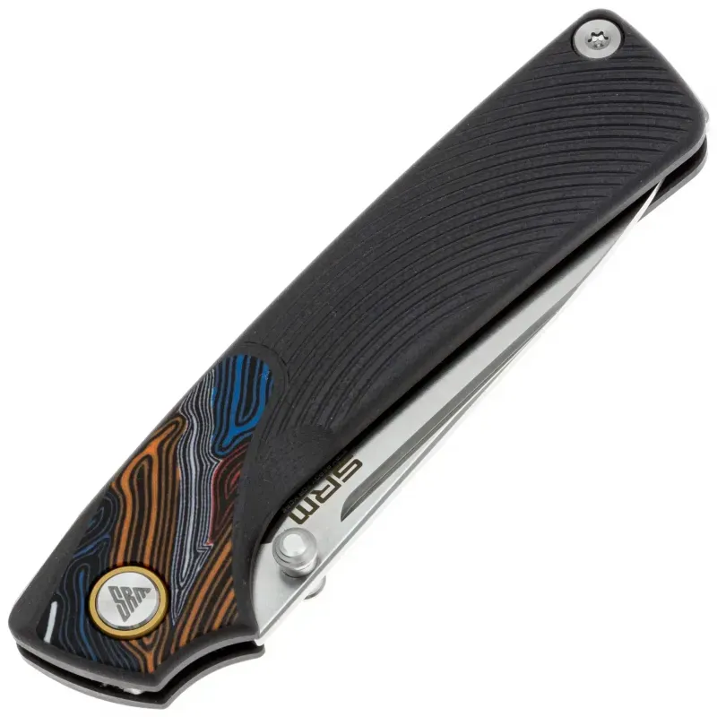 Складной нож SRM Dome satin сталь 14C28N, рукоять Dark grey G10/Gmascus