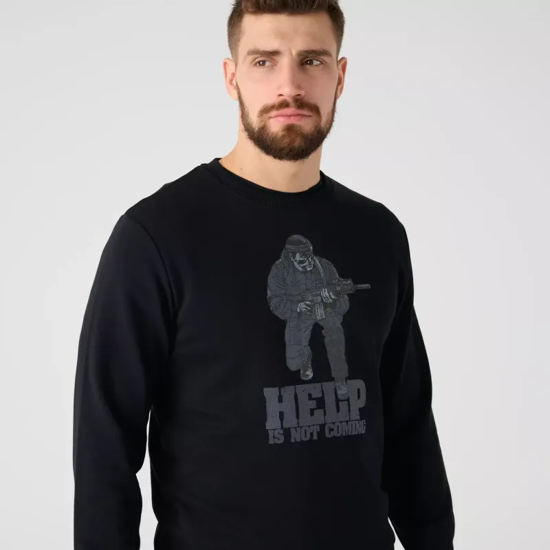 Свитшот с круглым вырезом с принтом «Помощи не будет» (Crewneck (Help is not coming)) | Helikon-Tex