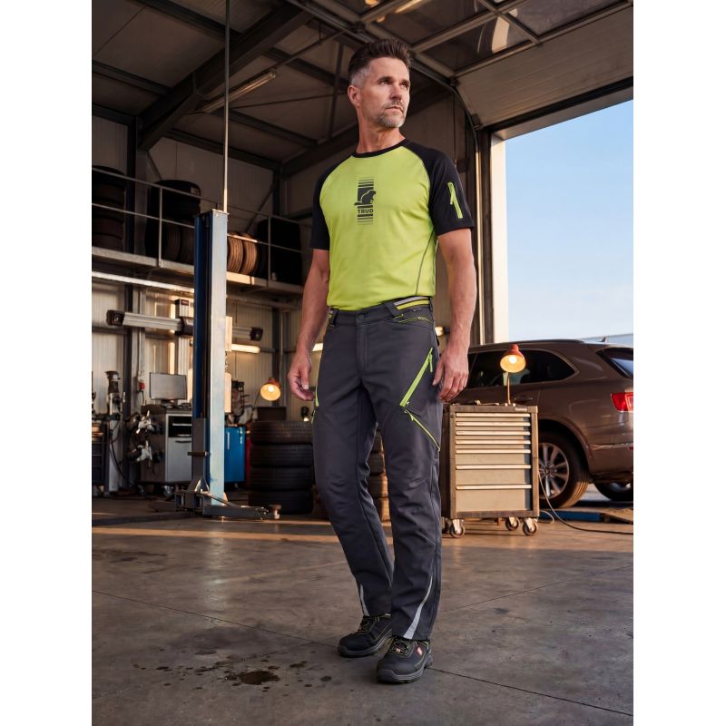Жилет утепл SoftShell TRUD муж FITTER 2611 серый/салатовый