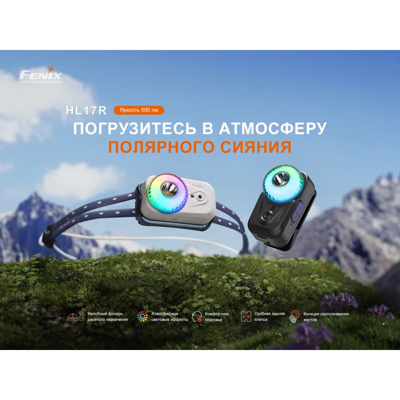 Фонарь Fenix налобный HL17R белый RGB