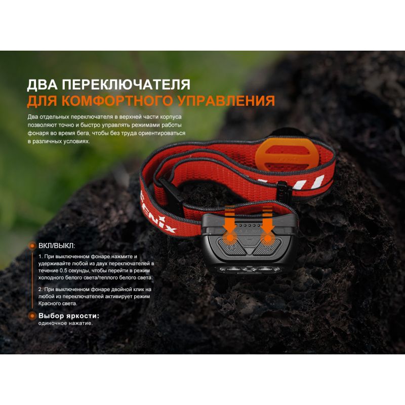 Фонарь Fenix налобный HL18R-T V2.0 черный с красным ремешком