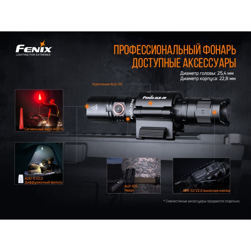 Фонарь Fenix тактический PD35 V3.0 зеленый 1700 люмен