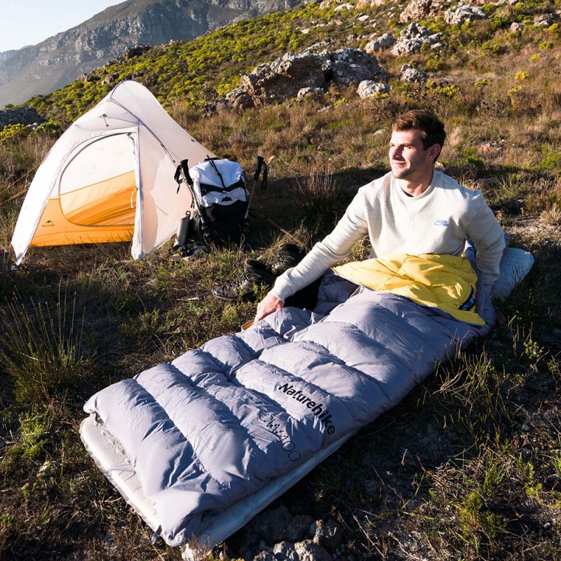 Спальный мешок Naturehike CW400 NH18C400-D с утиным пухом, размер M, серый