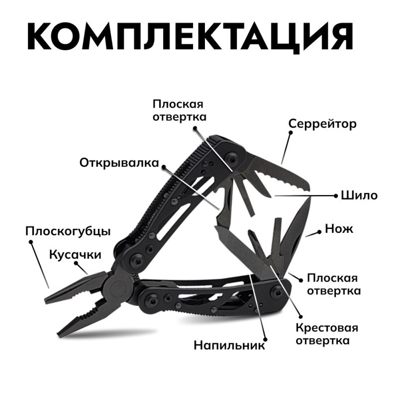 Мультитул Ganzo G104SBEx (10 в 1) черный мини