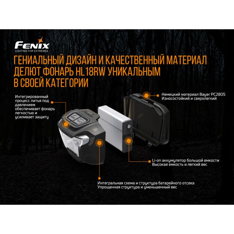 Налобный фонарь Fenix HL18RW черный, HL18RWBlack