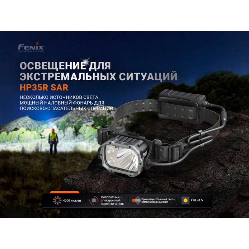 Фонарь Fenix налобный HP35R SAR 3000 люмен