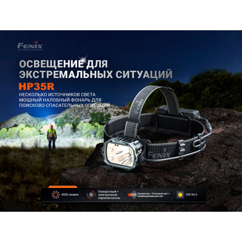 Фонарь Fenix налобный HP35R 3000 люмен