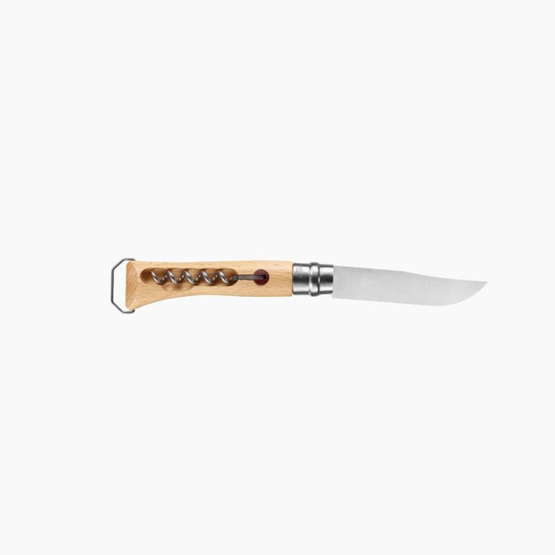 Нож Opinel №10, нержавеющая сталь, рукоять из бука, со штопором