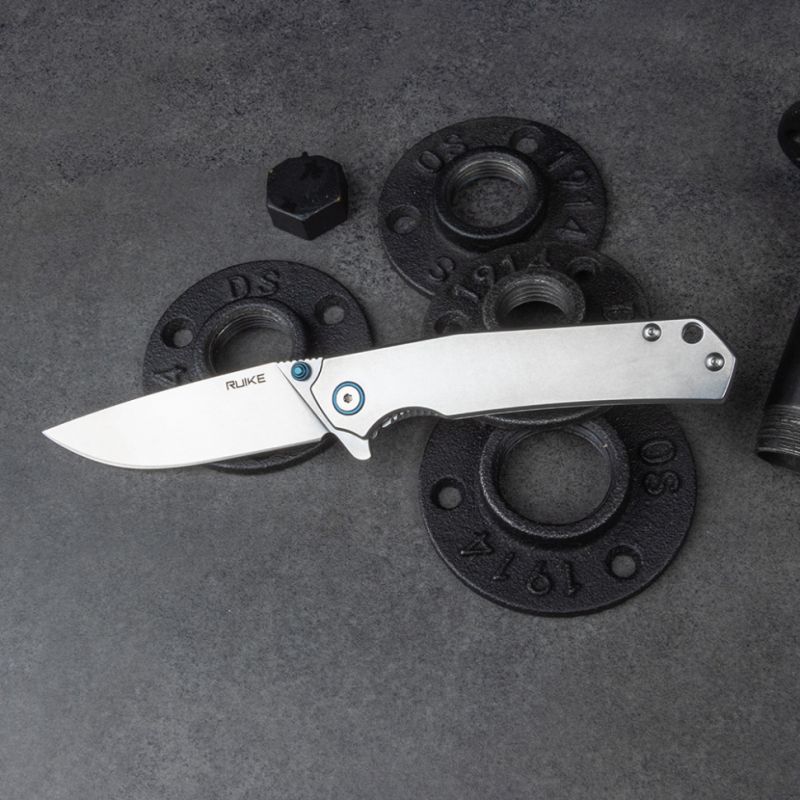 Нож складной Ruike P801 серебряный/синий